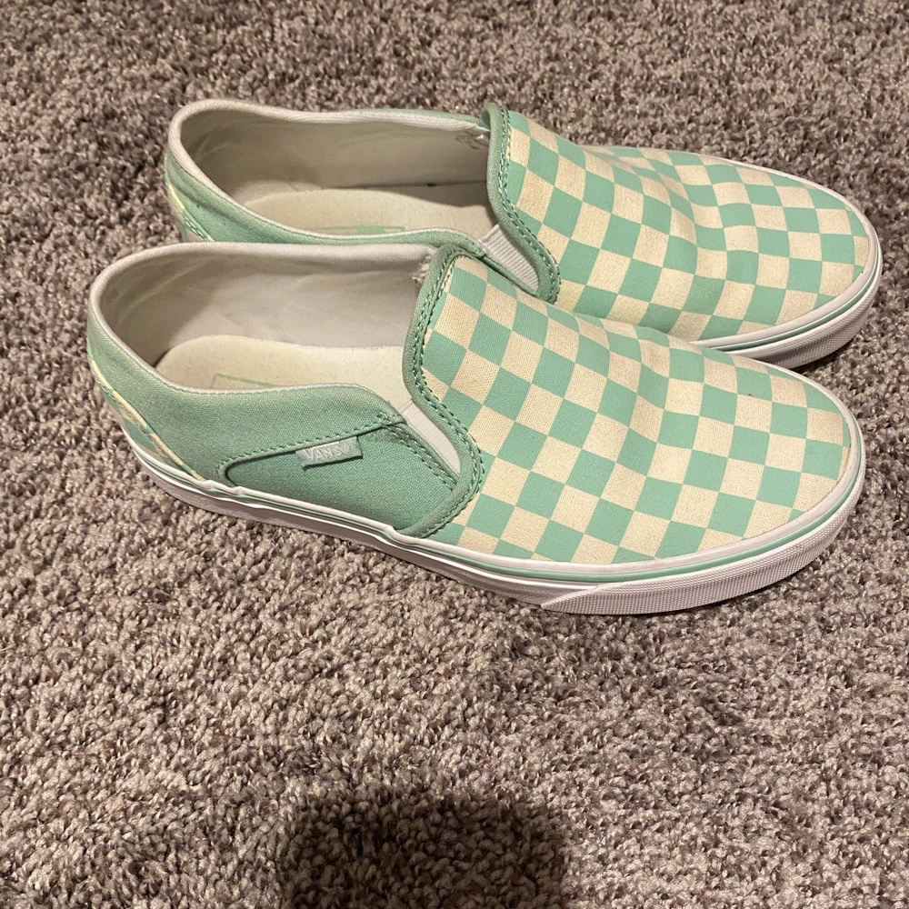 Women’s size 8 mint green vans. Smoke free home like new. Worn twice